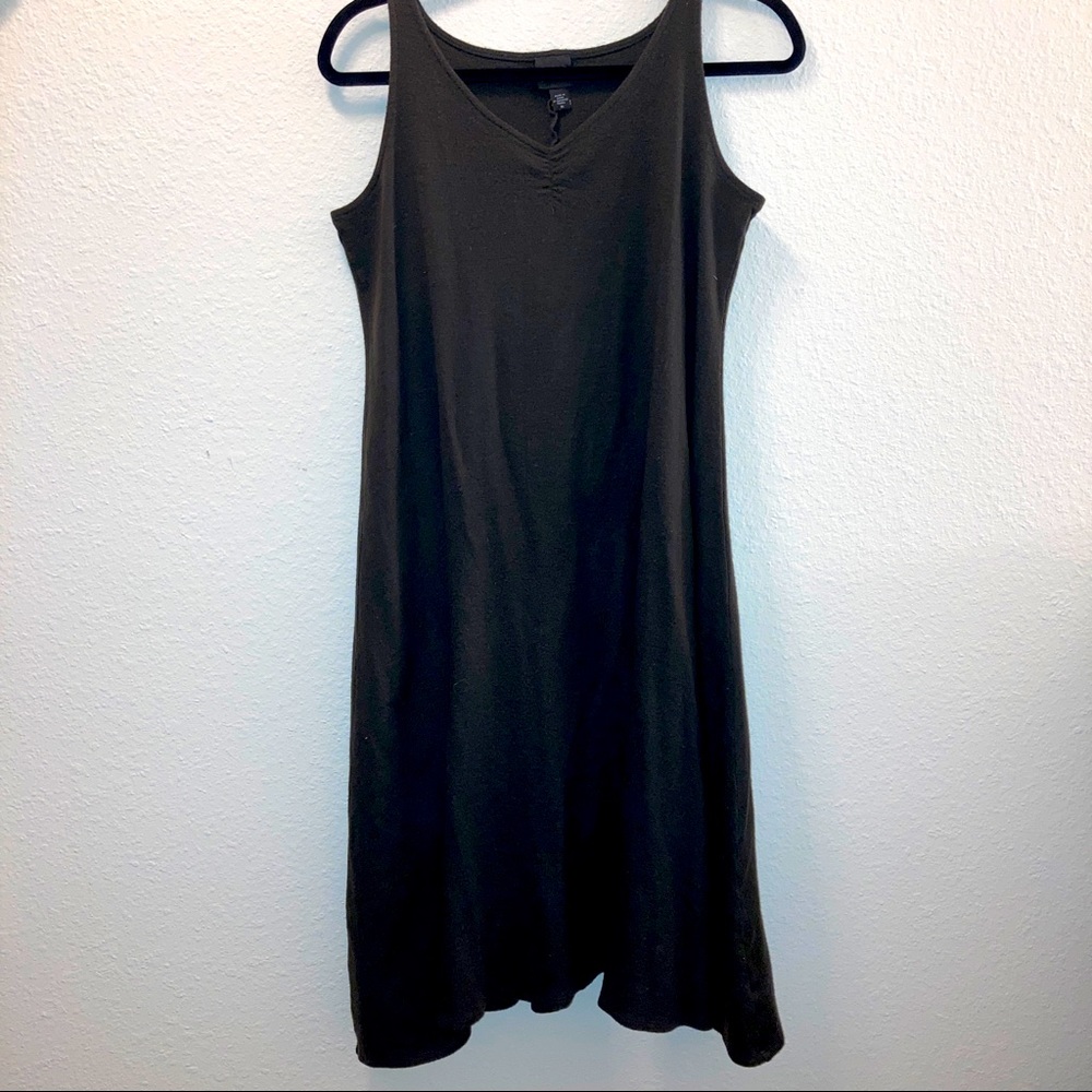 Eileen Fisher Dark Olive Green Wool Midi Dress